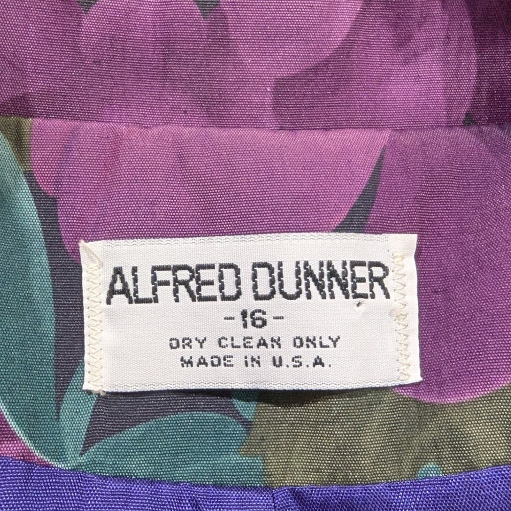 Alfred Dunner Vintage Floral Blazer Purple Blue 16 Made in USA Shoulder Pads - Picture 3 of 9